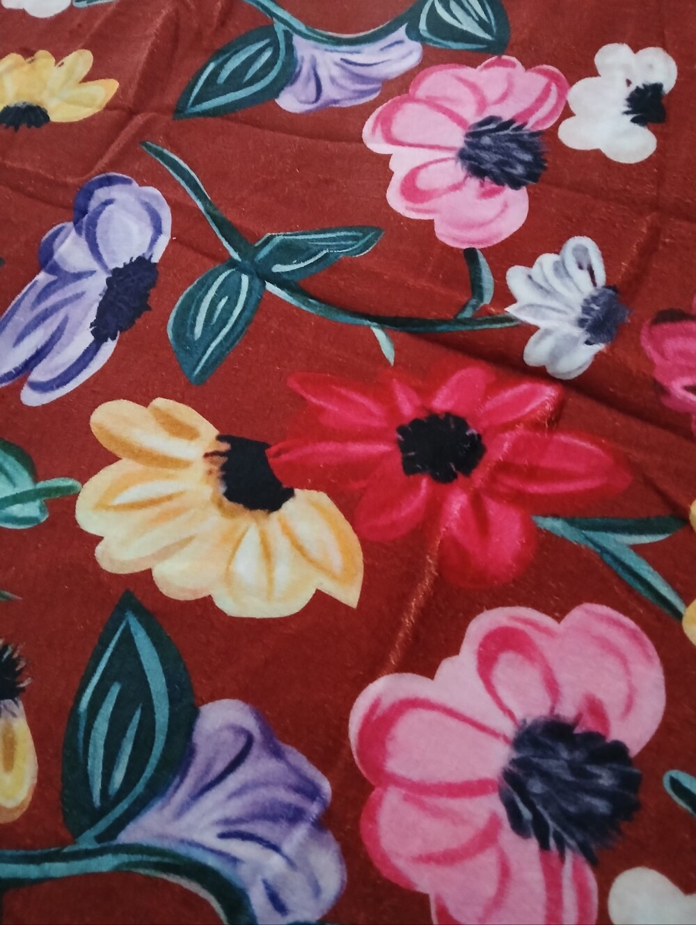 NEW RUST FLORAL PRINT COZY LIGHTWEIGHT BLANKET